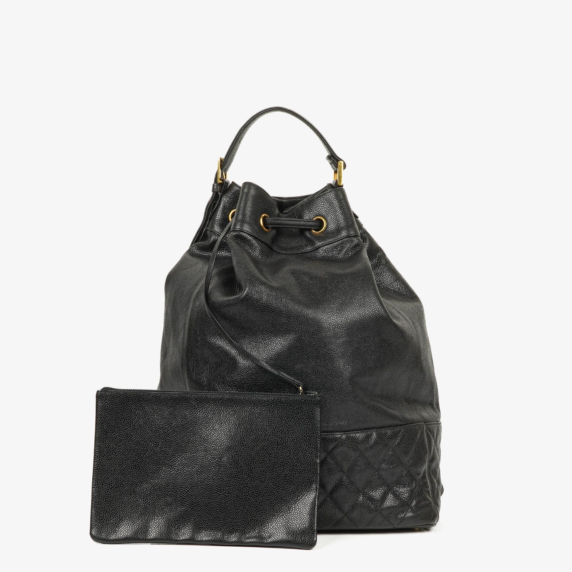 Chanel Kordelzug-Rucksack aus gestepptem Caviar