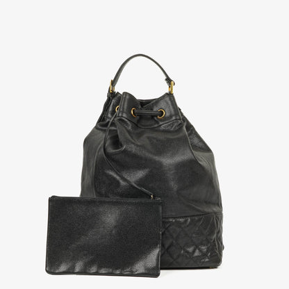 Chanel Kordelzug-Rucksack aus gestepptem Caviar