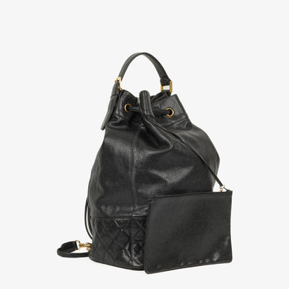 Chanel Kordelzug-Rucksack aus gestepptem Caviar