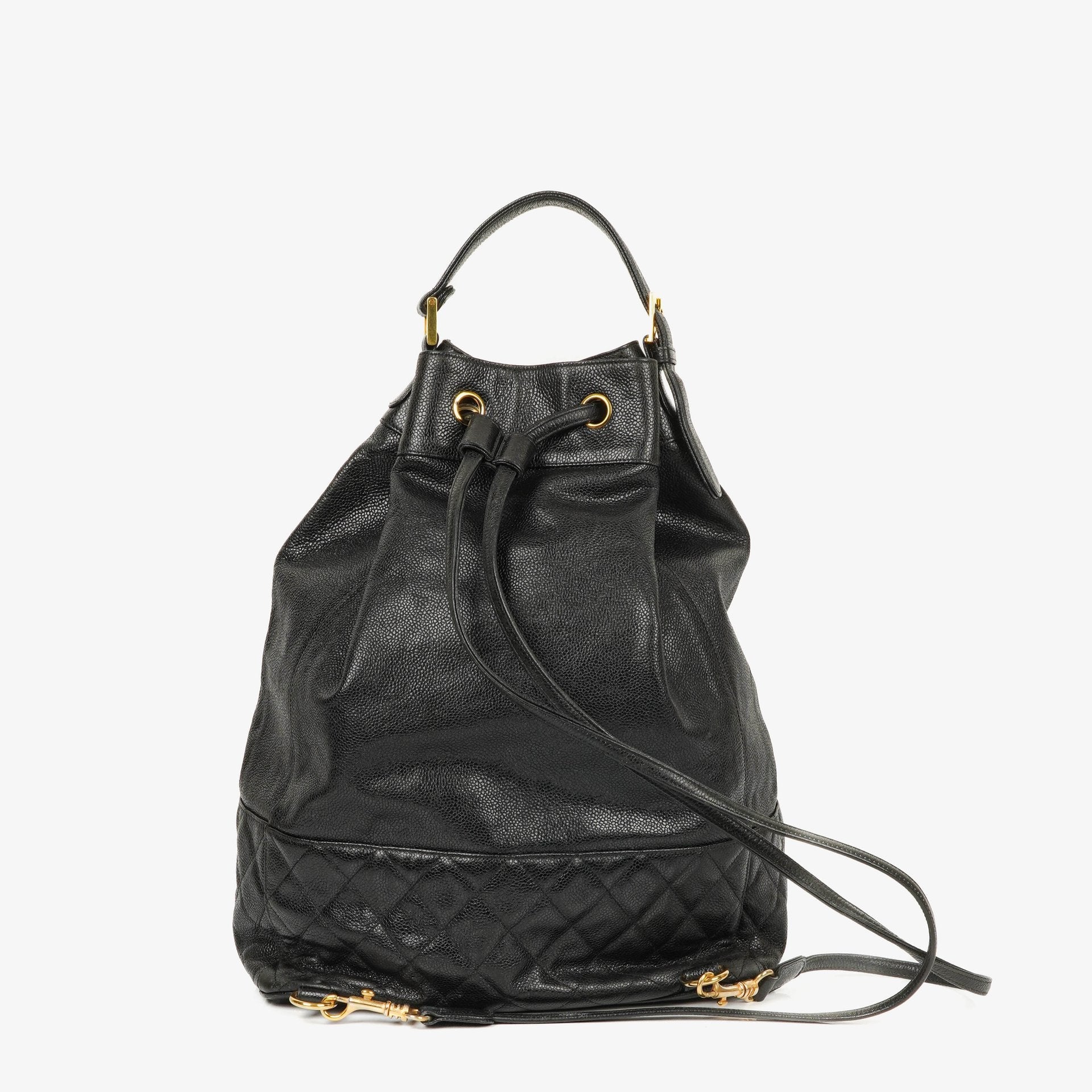 Chanel Kordelzug-Rucksack aus gestepptem Caviar