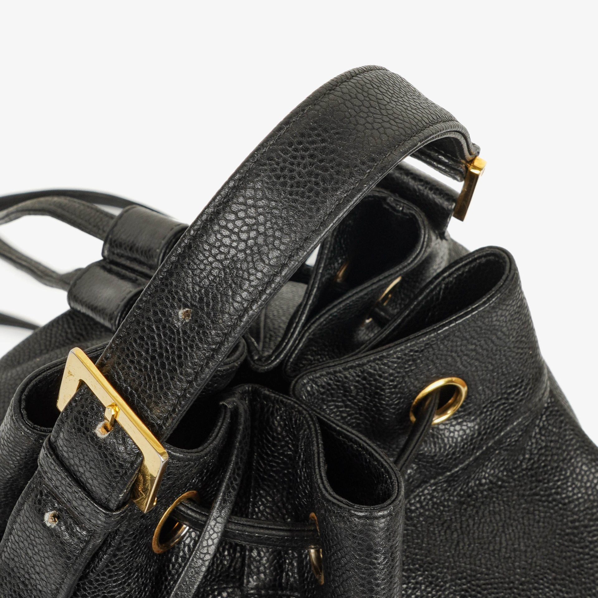Chanel Kordelzug-Rucksack aus gestepptem Caviar