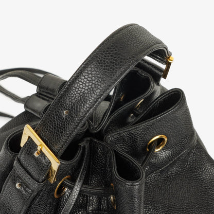 Chanel Kordelzug-Rucksack aus gestepptem Caviar