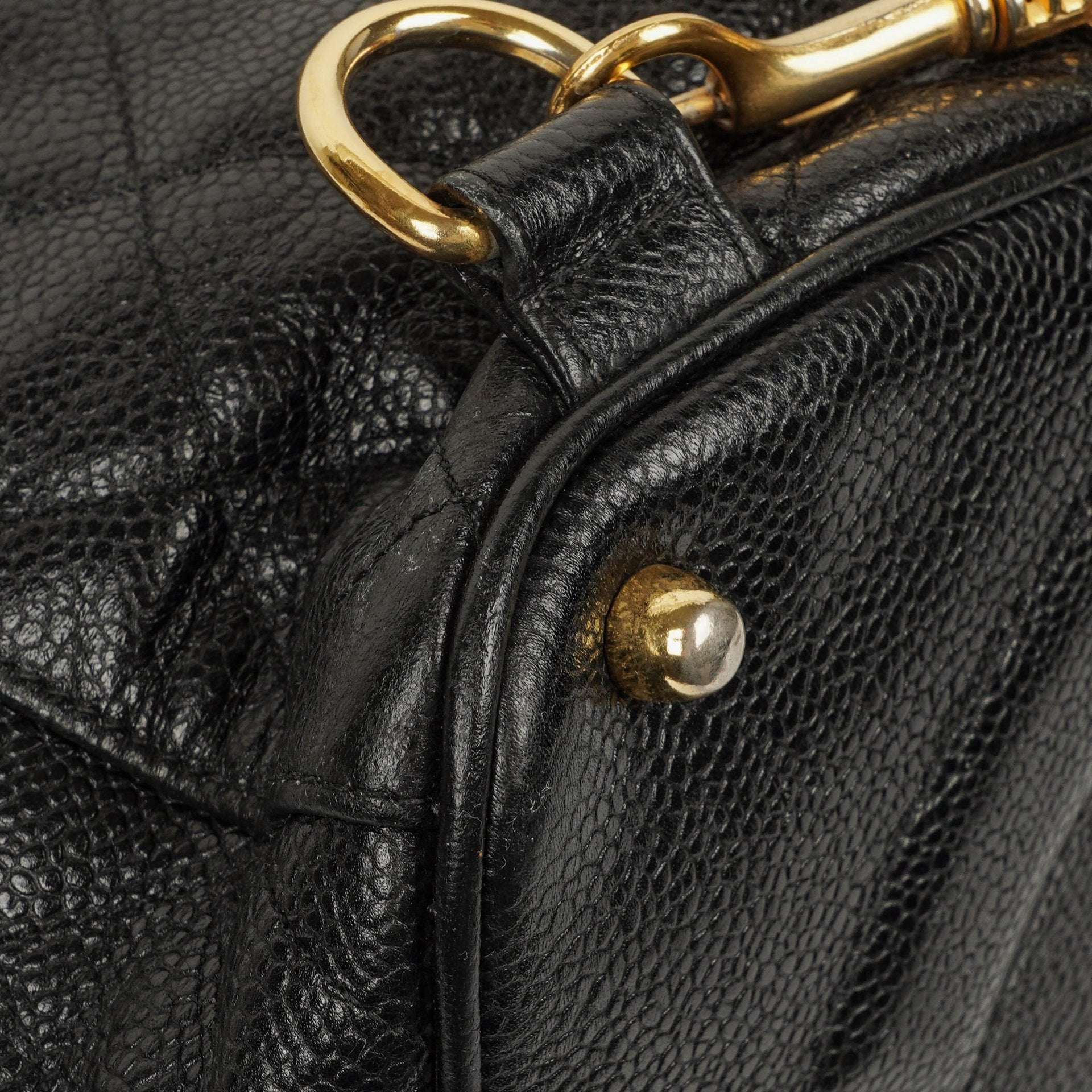 Chanel Kordelzug-Rucksack aus gestepptem Caviar