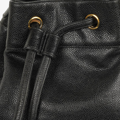Chanel Kordelzug-Rucksack aus gestepptem Caviar