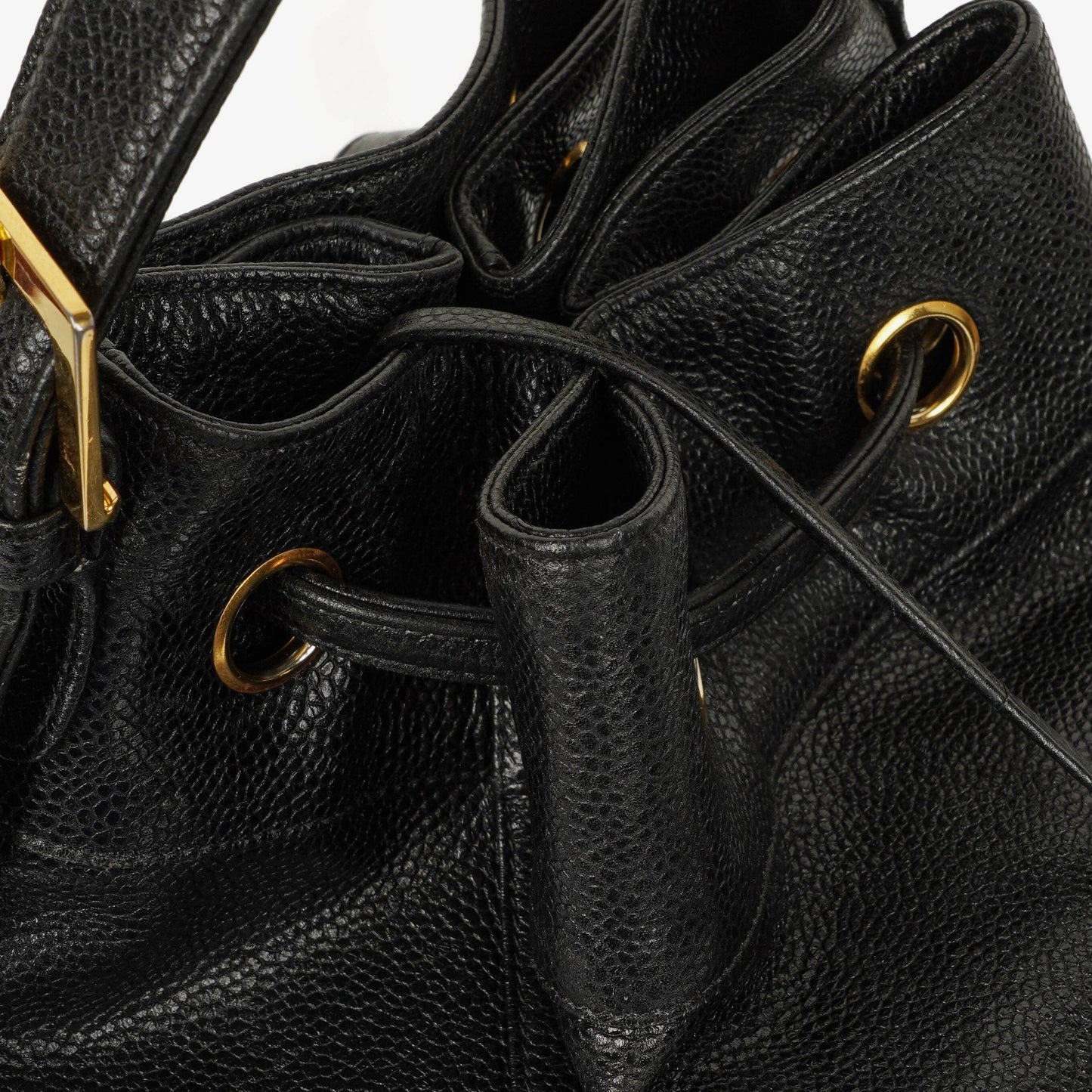 Chanel Kordelzug-Rucksack aus gestepptem Caviar
