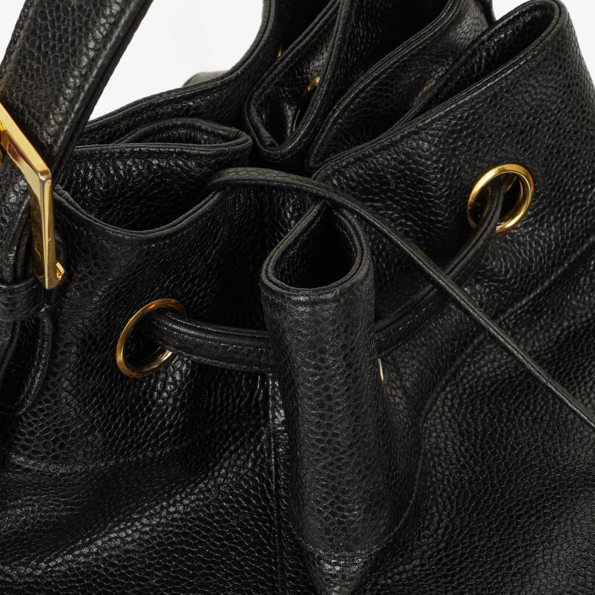 Chanel Kordelzug-Rucksack aus gestepptem Caviar