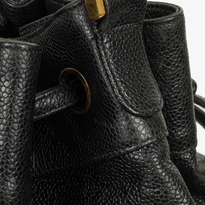 Chanel Kordelzug-Rucksack aus gestepptem Caviar