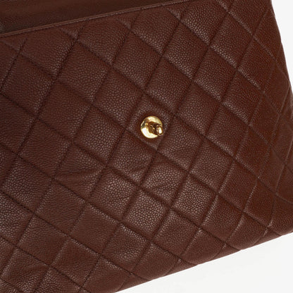 CHANEL Jumbo Kelly Klappentasche aus gestepptem Caviar-Leder