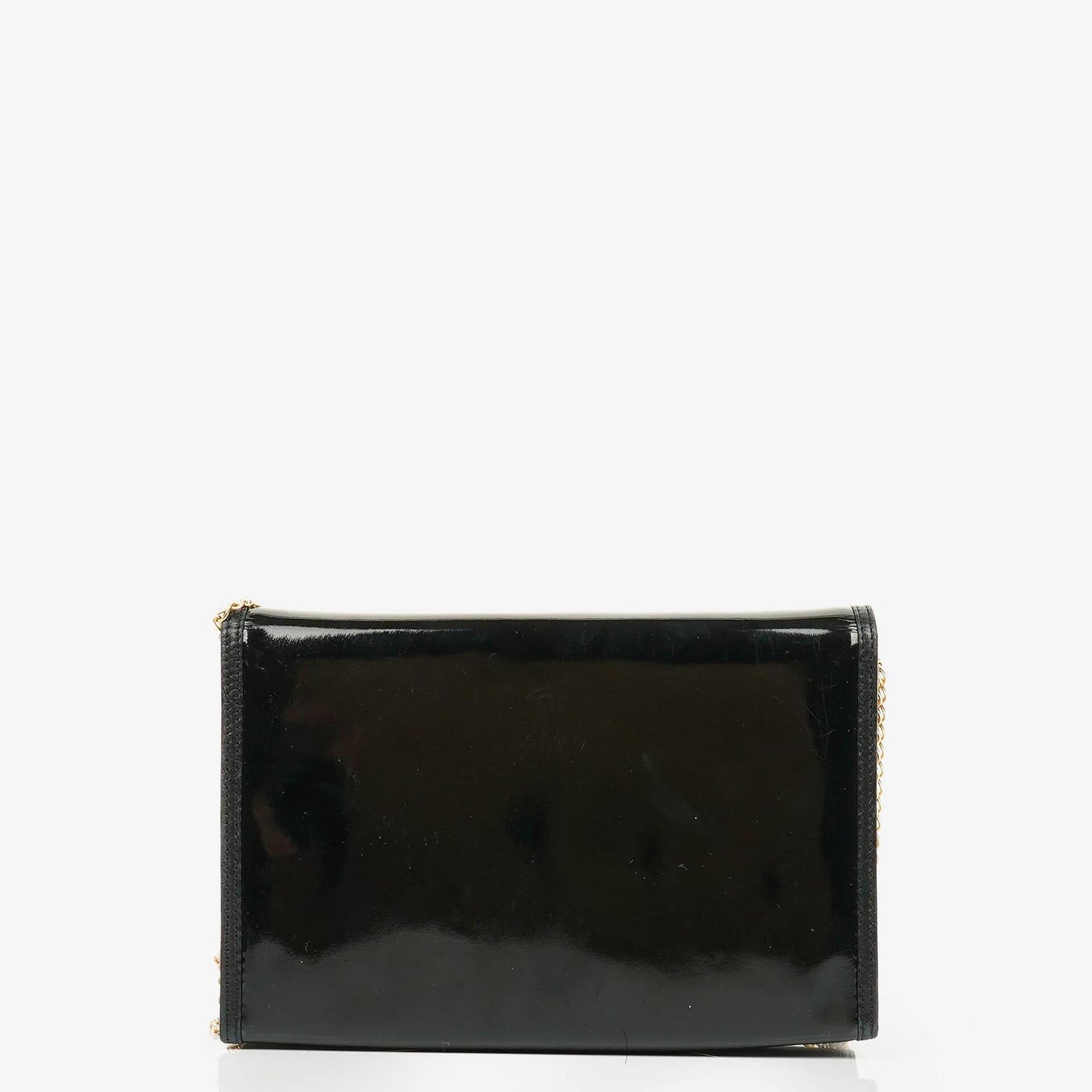 Chanel CC Schwarze Umschlag Lackleder Mehrfach-Ketten Schultertasche