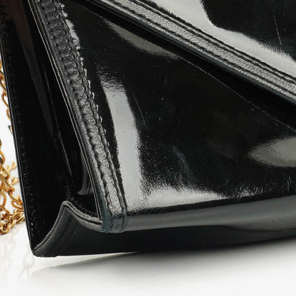 Chanel CC Schwarze Umschlag Lackleder Mehrfach-Ketten Schultertasche