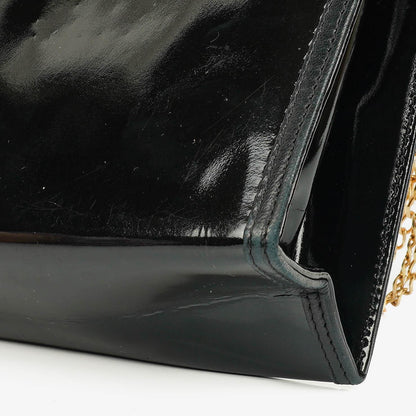 Chanel CC Schwarze Umschlag Lackleder Mehrfach-Ketten Schultertasche