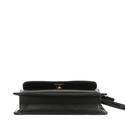 Chanel CC Schwarze Leder Clutch 24K Goldbeschläge, 1996-1997
