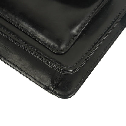 Chanel CC Schwarze Leder Clutch 24K Goldbeschläge, 1996-1997