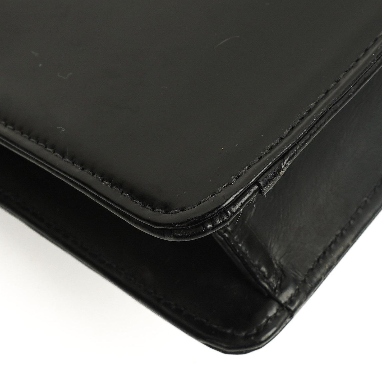 Chanel CC Schwarze Leder Clutch 24K Goldbeschläge, 1996-1997