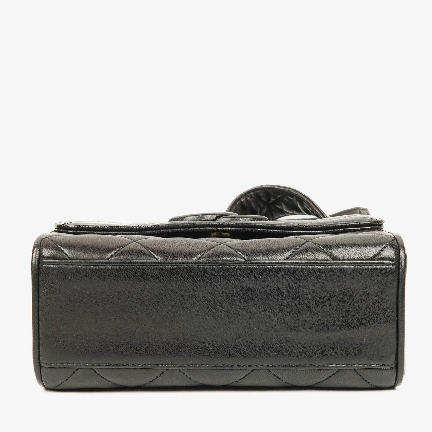 Chanel CC Crossbody Messenger Tasche aus schwarzem gestepptem Lammleder