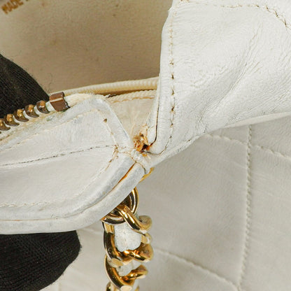 Chanel CC Schultertasche mit Doppelkette in Weiß