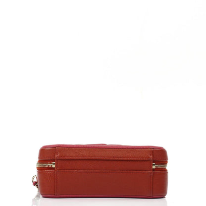 Chanel CC Filigree Small Vanity Case aus rot-rosa gestepptem Caviar-Leder mit champagnergoldfarbener Hardware