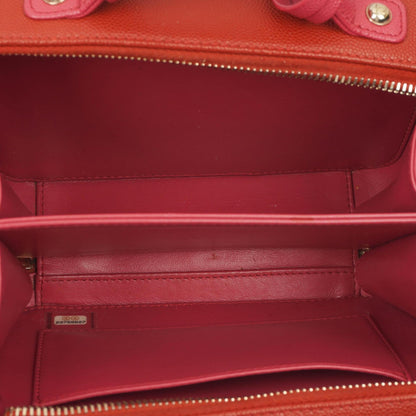 Chanel CC Filigree Small Vanity Case aus rot-rosa gestepptem Caviar-Leder mit champagnergoldfarbener Hardware