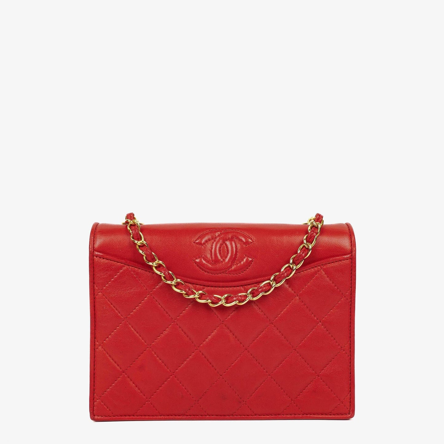 Chanel CC Logo Full Flap Schultertasche aus rotem Leder