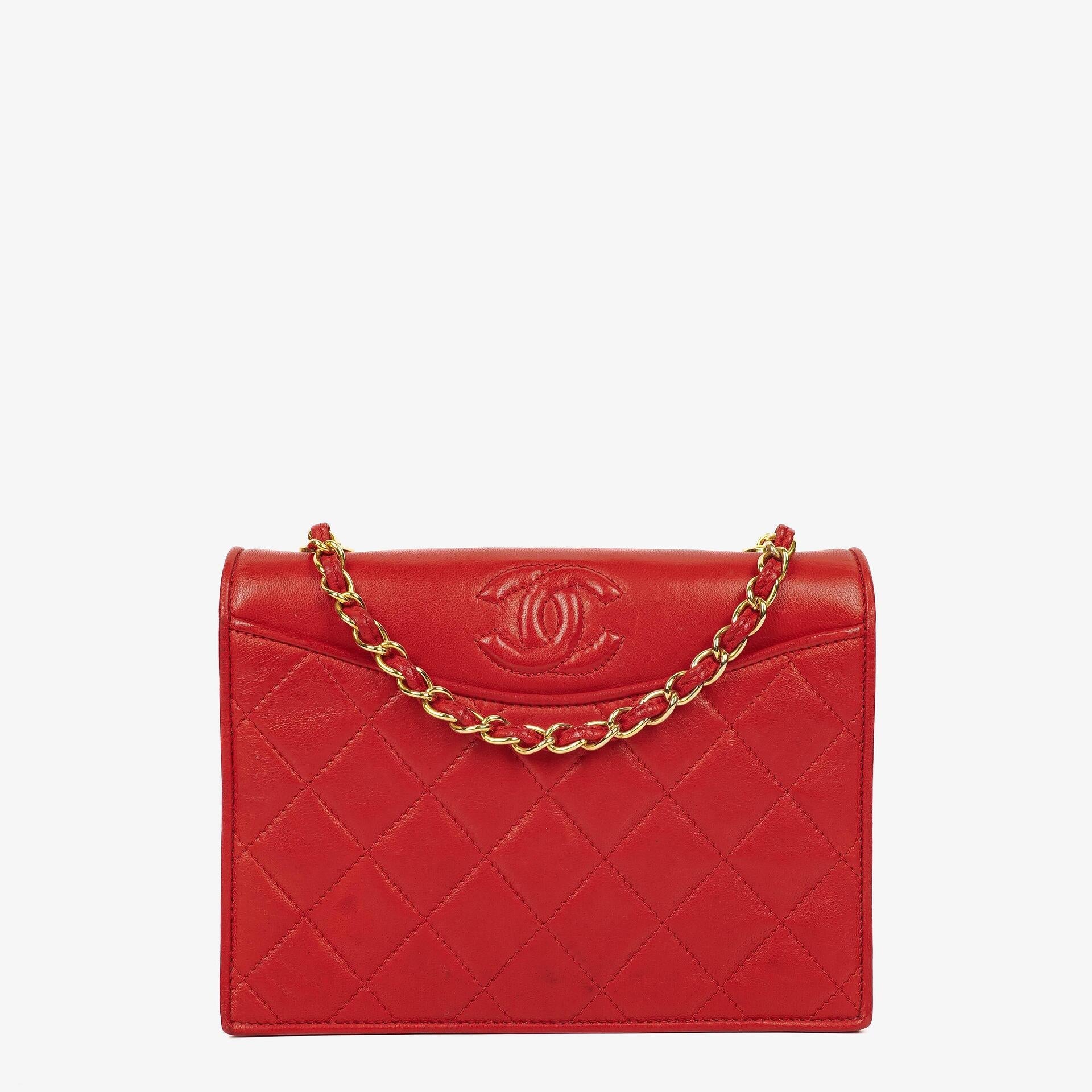 Chanel CC Logo Full Flap Schultertasche aus rotem Leder