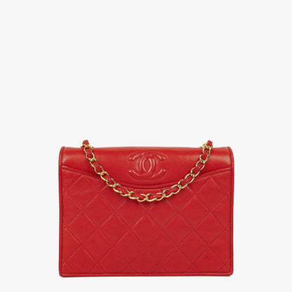 Chanel CC Logo Full Flap Schultertasche aus rotem Leder
