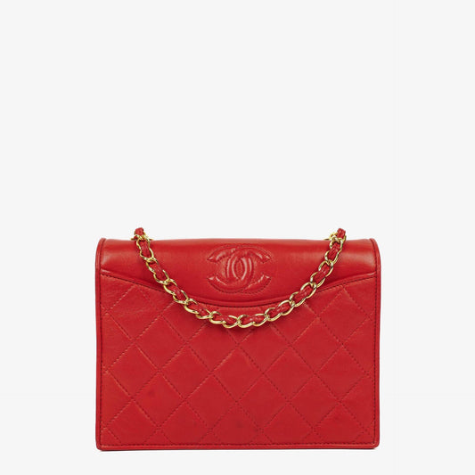 Chanel CC Logo Full Flap Schultertasche aus rotem Leder