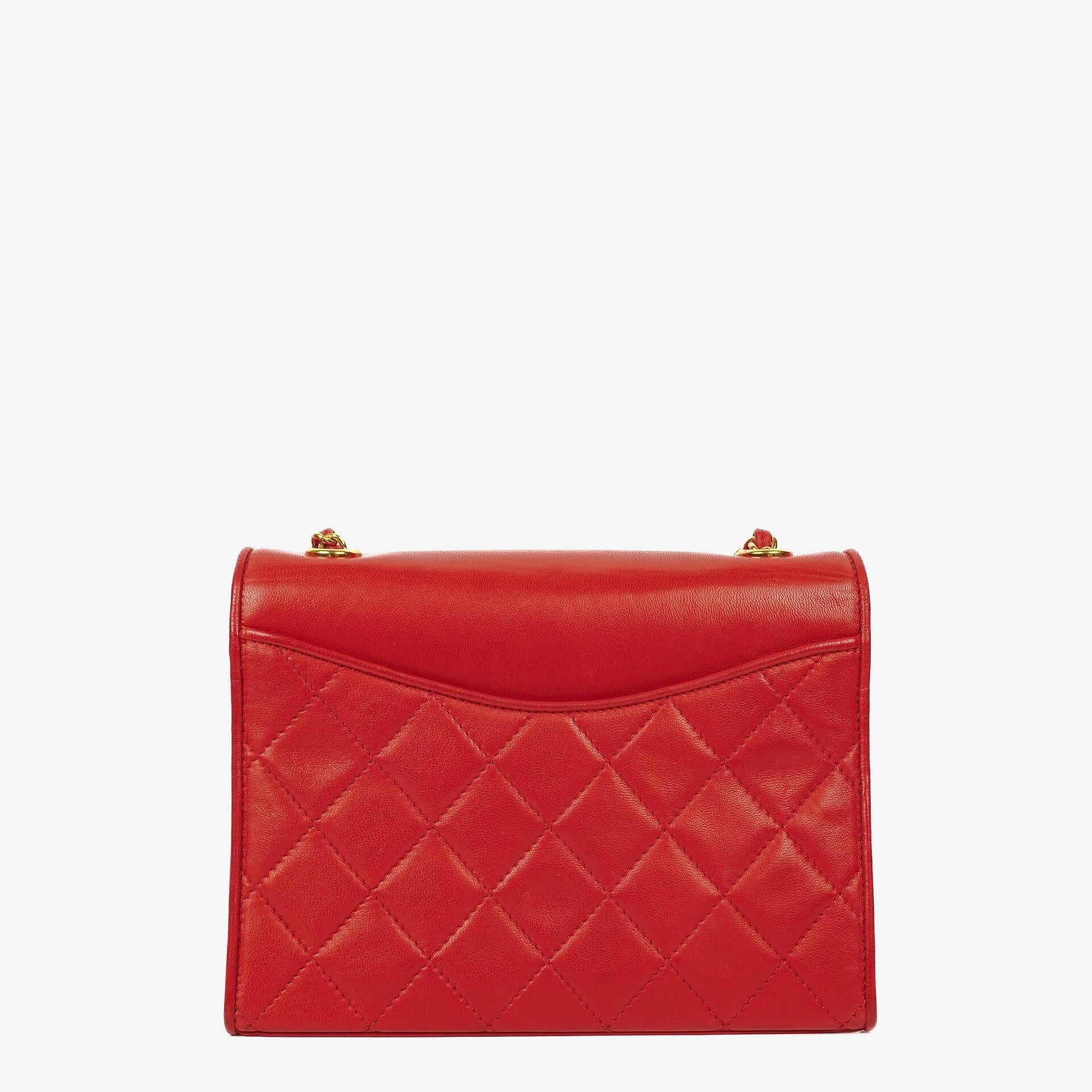 Chanel CC Logo Full Flap Schultertasche aus rotem Leder