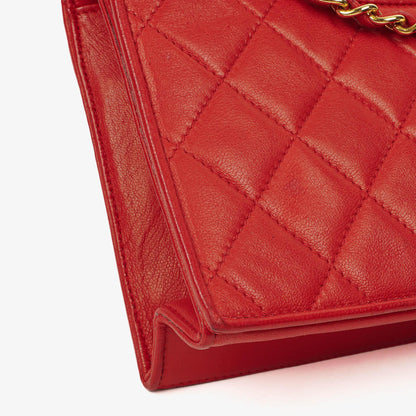 Chanel CC Logo Full Flap Schultertasche aus rotem Leder
