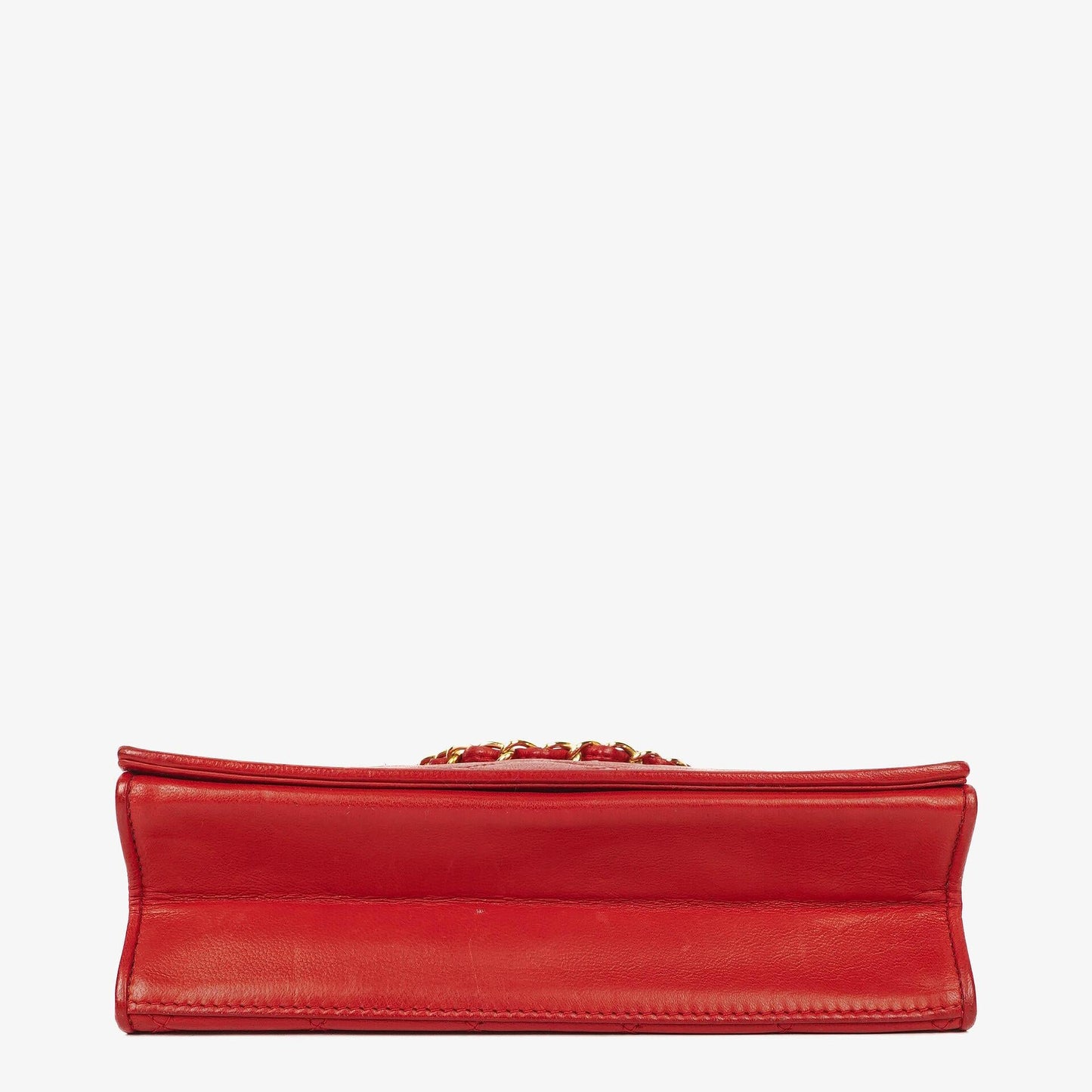 Chanel CC Logo Full Flap Schultertasche aus rotem Leder