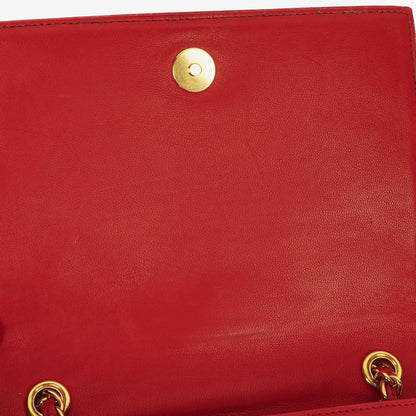 Chanel CC Logo Full Flap Schultertasche aus rotem Leder