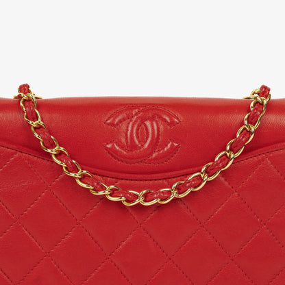 Chanel CC Logo Full Flap Schultertasche aus rotem Leder