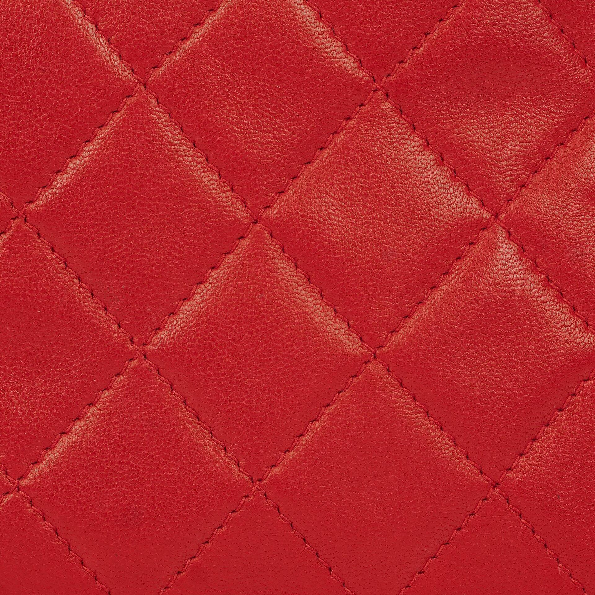 Chanel CC Logo Full Flap Schultertasche aus rotem Leder