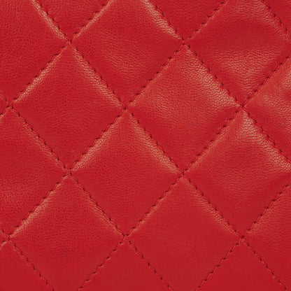 Chanel CC Logo Full Flap Schultertasche aus rotem Leder