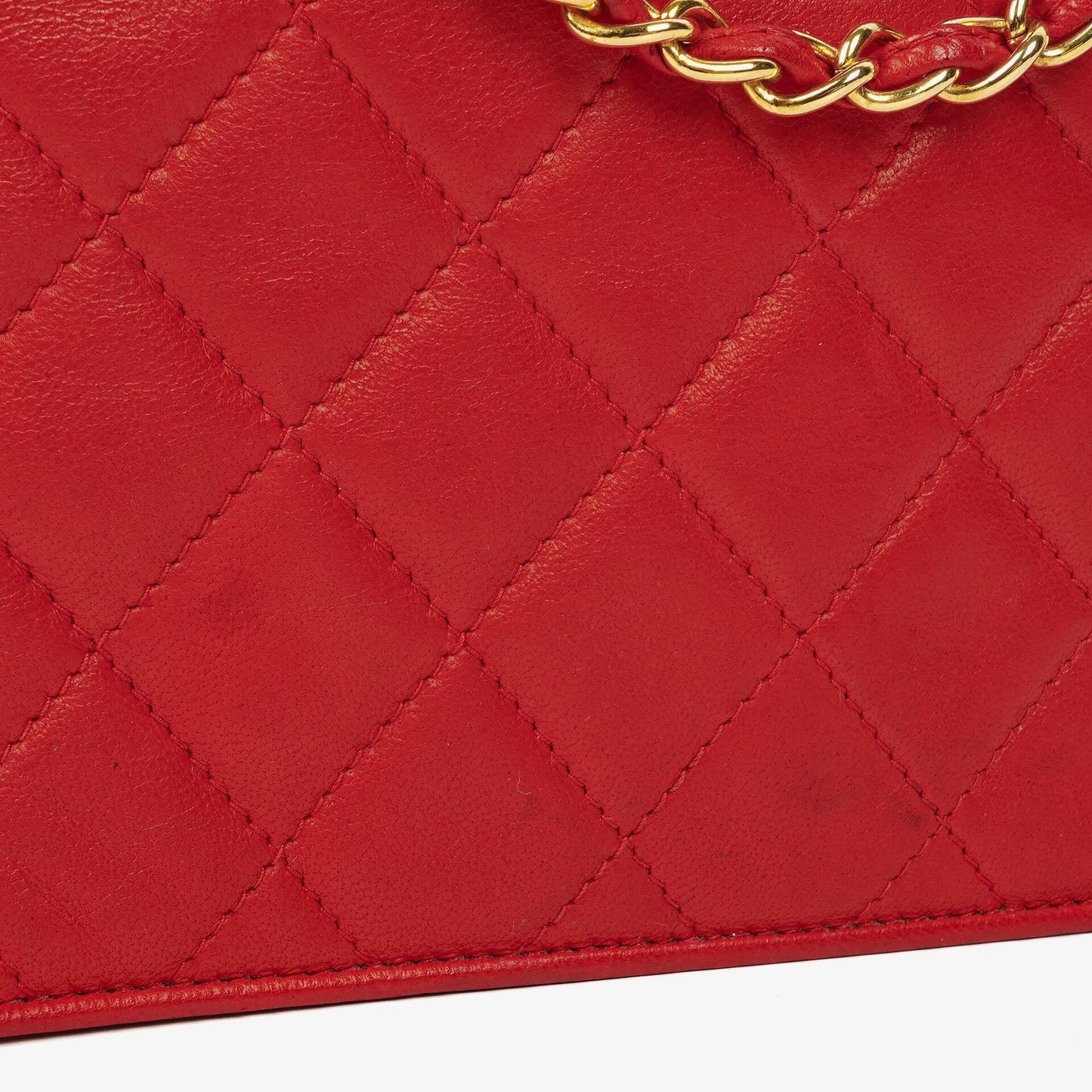 Chanel CC Logo Full Flap Schultertasche aus rotem Leder