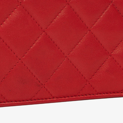Chanel CC Logo Full Flap Schultertasche aus rotem Leder