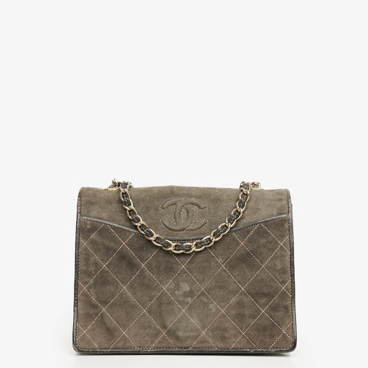Chanel CC Logo Full Flap Schultertasche aus Wildleder