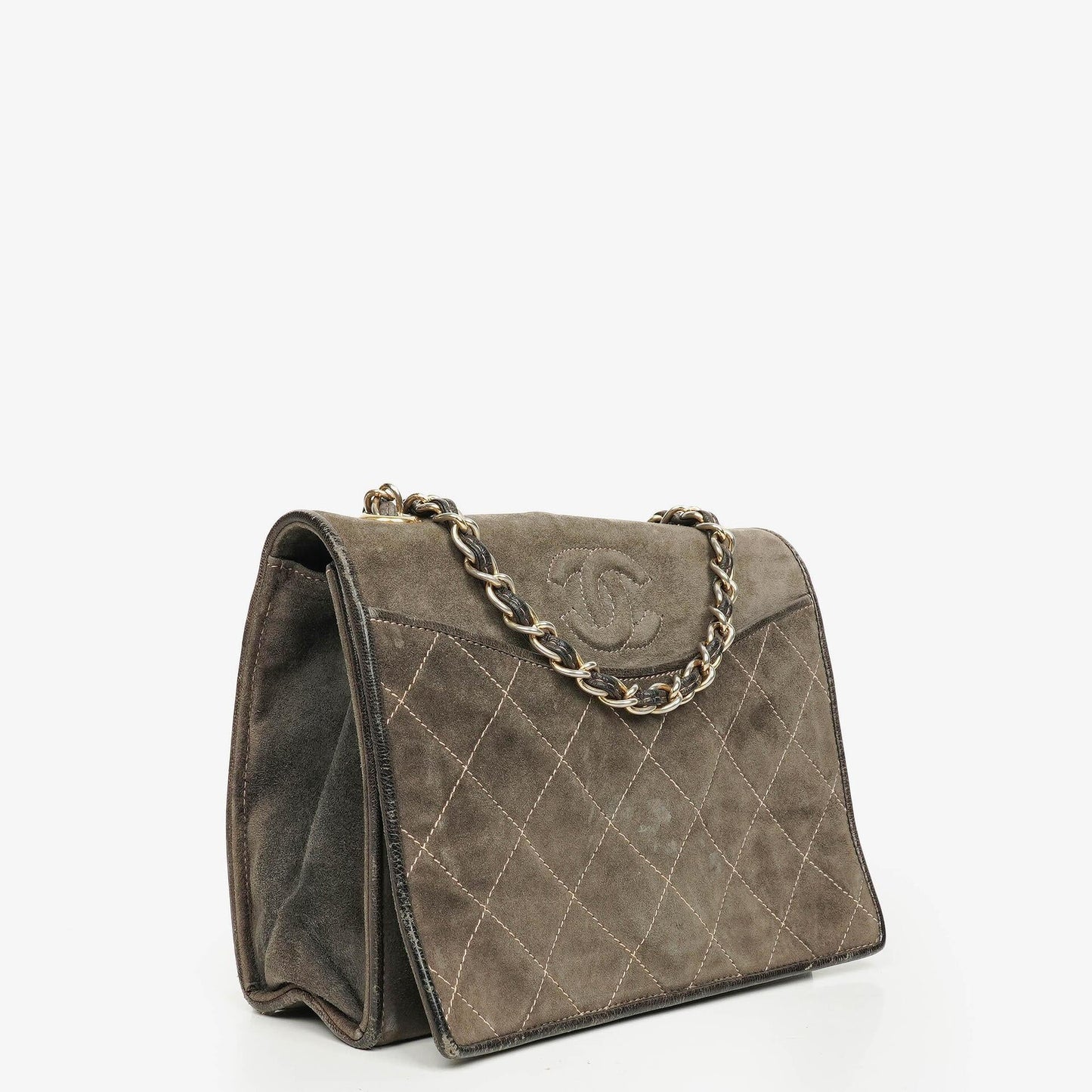 Chanel CC Logo Full Flap Schultertasche aus Wildleder