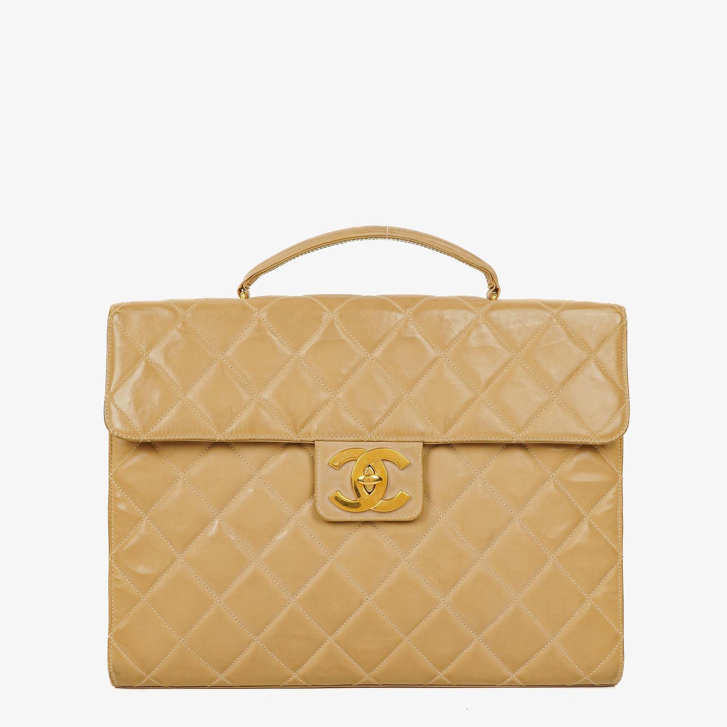 Chanel CC Maxi Logo Aktentasche Beige