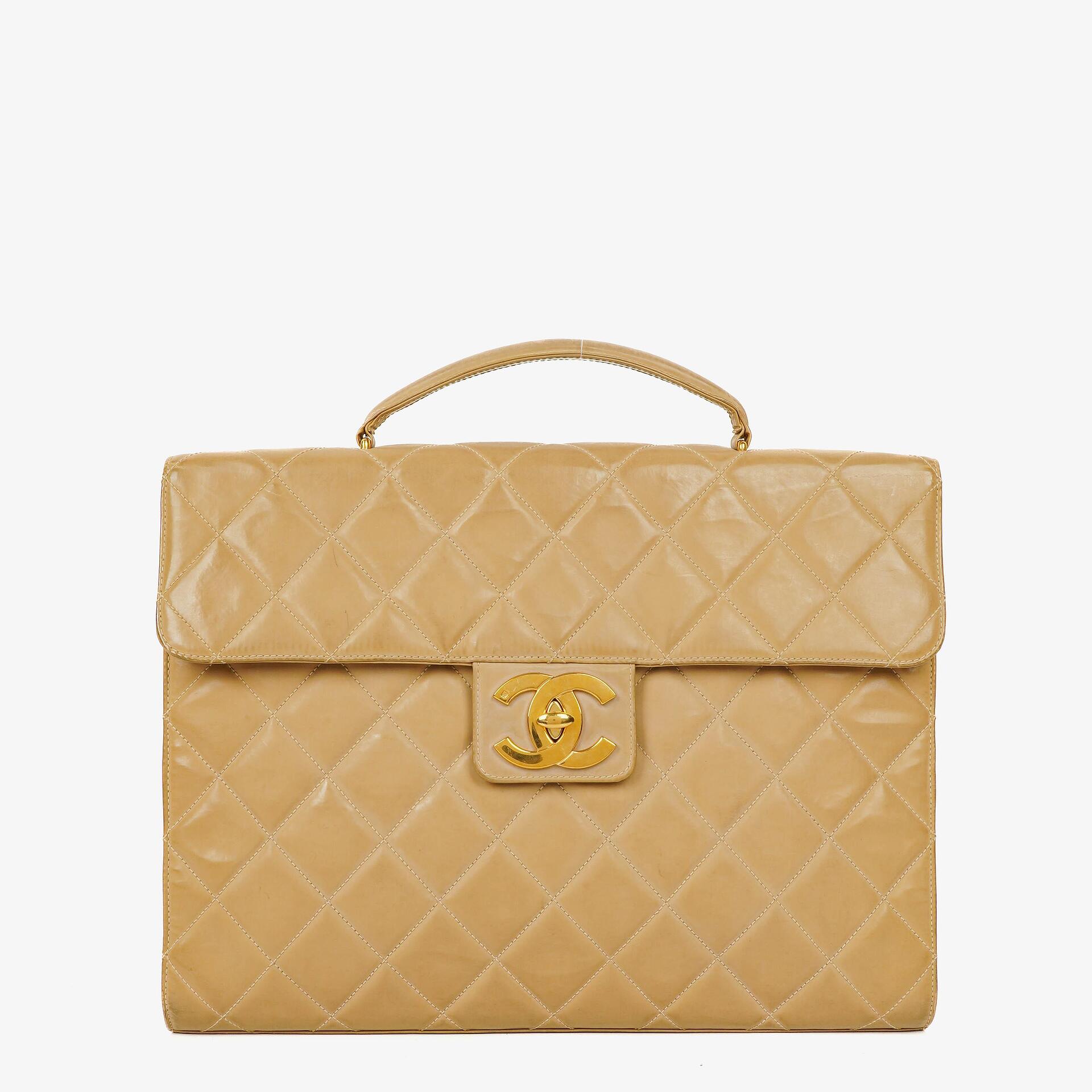 Chanel CC Maxi Logo Aktentasche Beige