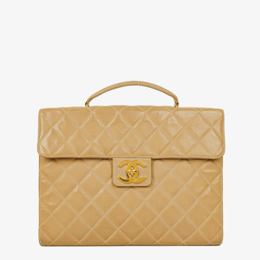 Chanel CC Maxi Logo Aktentasche Beige