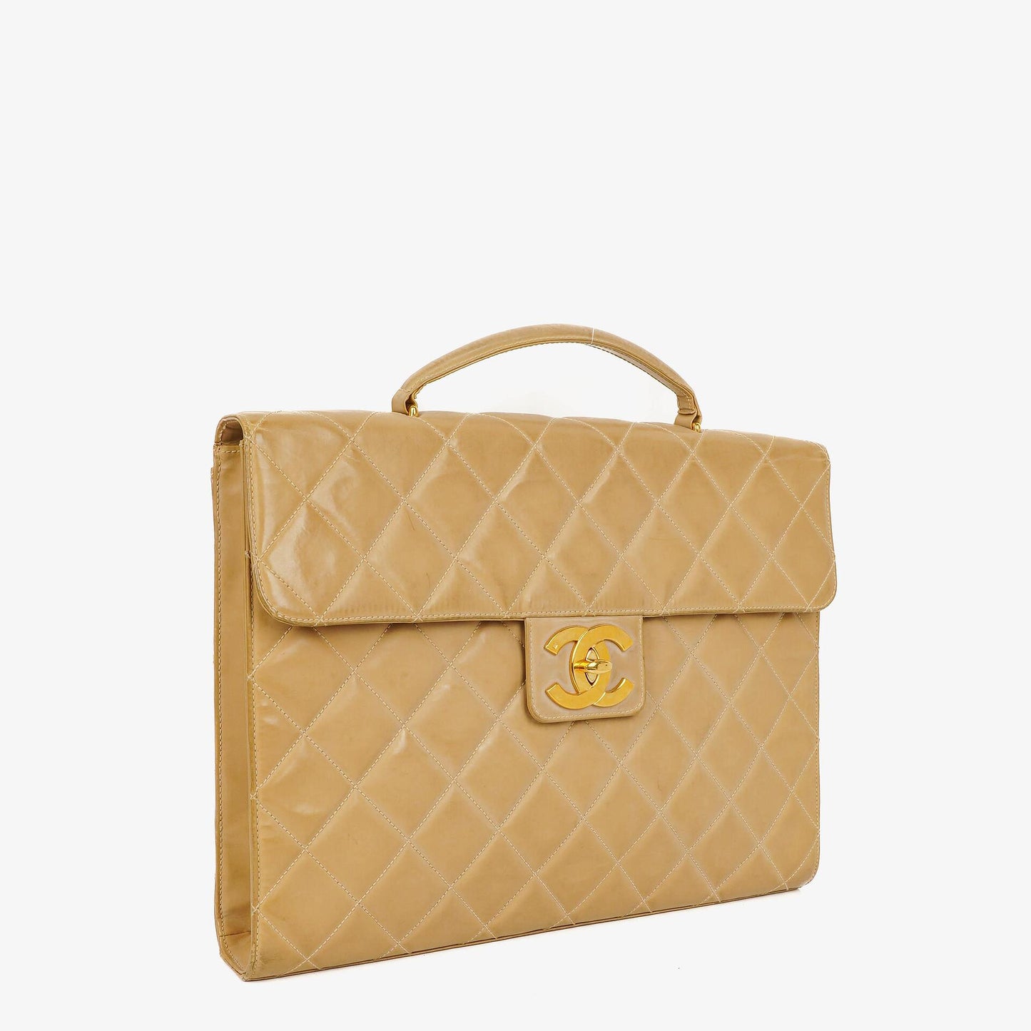 Chanel CC Maxi Logo Aktentasche Beige