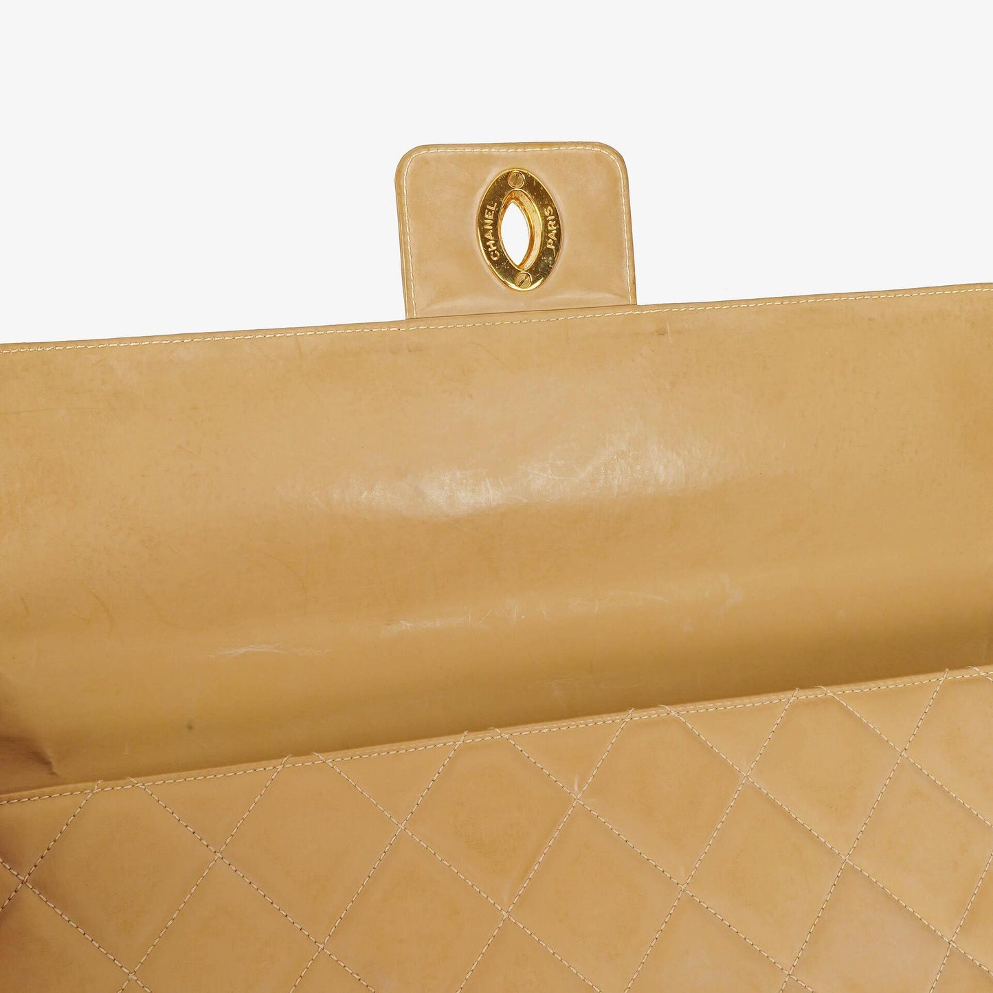 Chanel CC Maxi Logo Aktentasche Beige