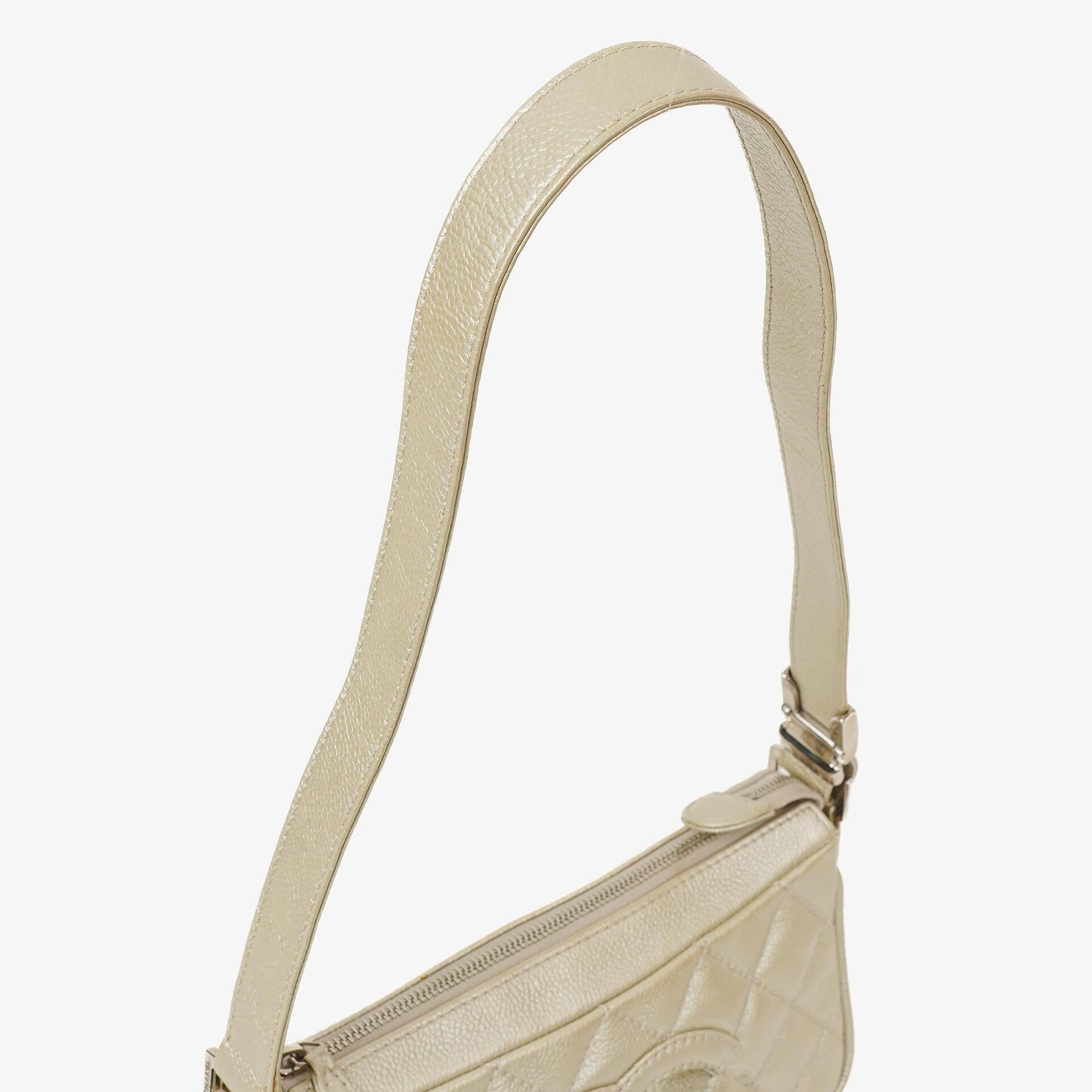 Chanel CC Timeless Schultertasche aus metallischem gestepptem Kaviarleder