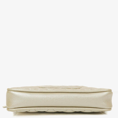 Chanel CC Timeless Schultertasche aus metallischem gestepptem Kaviarleder