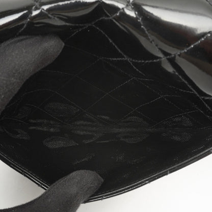 Chanel Ketten-Top-Handle Einzelklappen-Tasche Schwarz gestepptes Lackleder mit 24K goldplattierter Hardware