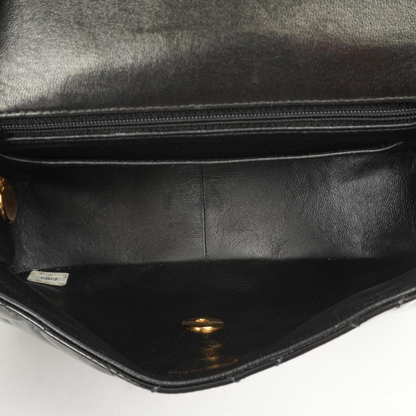 Chanel Ketten-Top-Handle Einzelklappen-Tasche Schwarz gestepptes Lackleder mit 24K goldplattierter Hardware