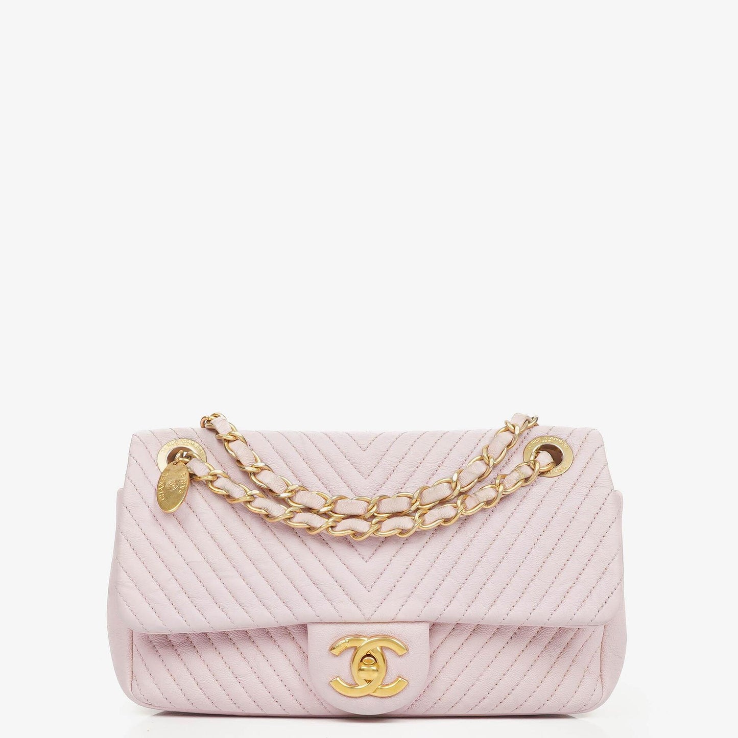 Chanel Small Classic Flap Bag aus Chevron-Leder