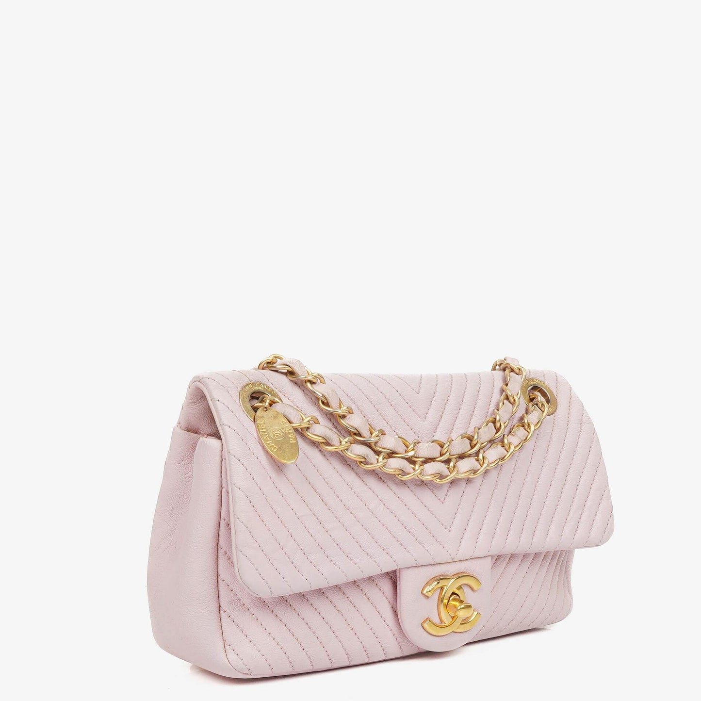 Chanel Small Classic Flap Bag aus Chevron-Leder