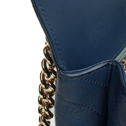 Chanel Chevron Gesteppt Große Umschlagtasche Blau Kalbsleder Goldfarbene Beschläge, 2018-2019