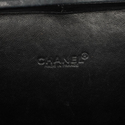 Chanel Chocolate Bar Aktentasche aus schwarzem Lackleder mit silberfarbener Hardware